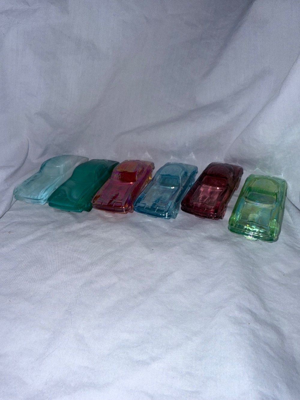 Vintage Glass BOYD Car Figurines – Set of 6 – Colorful Collectible Mini Cars